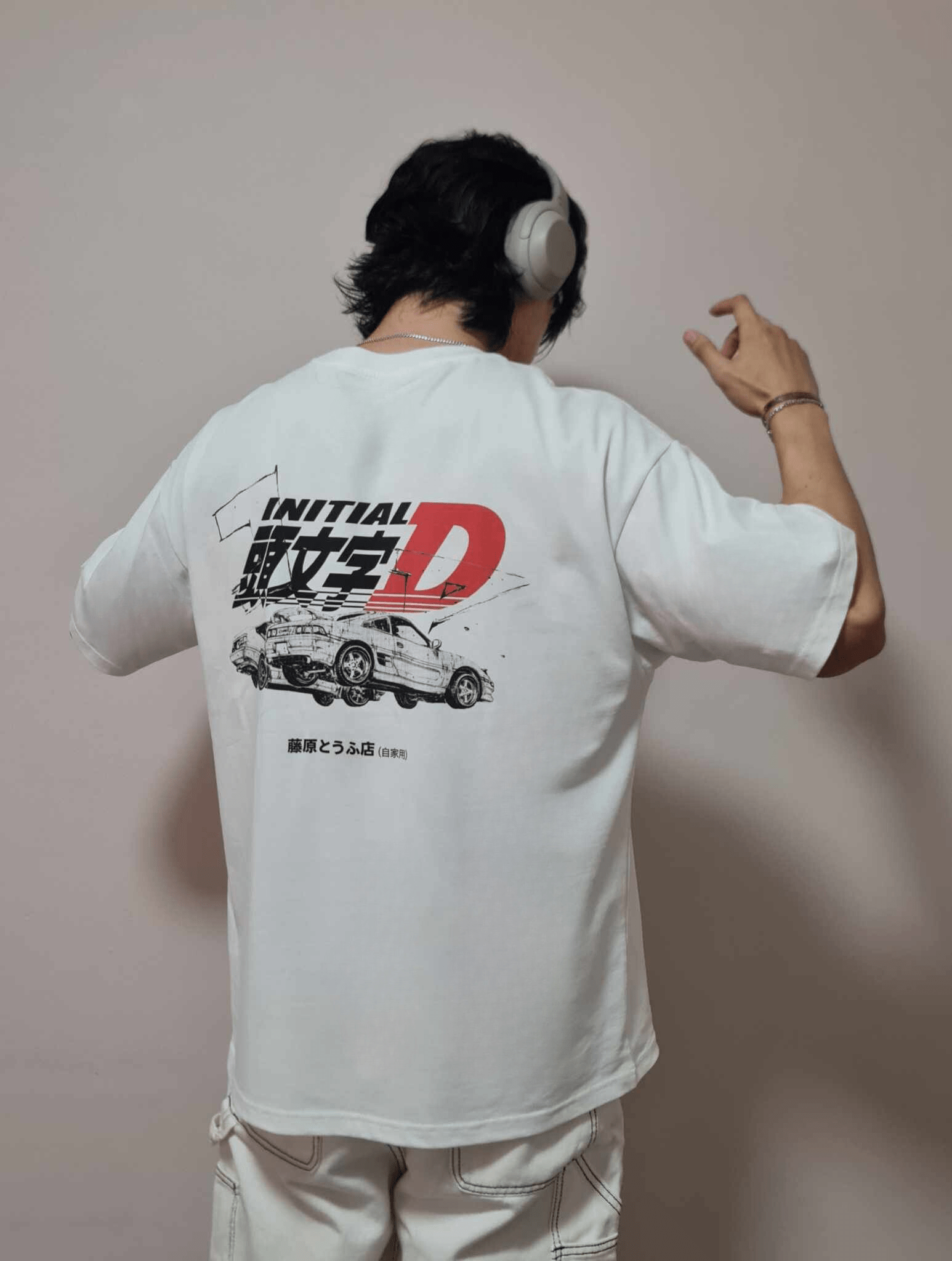 series☆頭文字DコラボINITIALD Black Comic Tshirts Panda Trueno AE86 Initial D | Oversized Anime Tshirts
