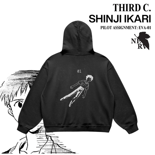 shinji ikari neon genesis evangelion hoodie black - Kaishi